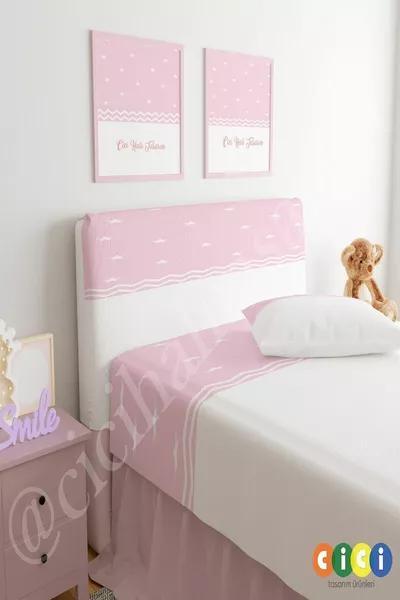 Bed Base Headboard Cover Plain Wavy Lines and Stars