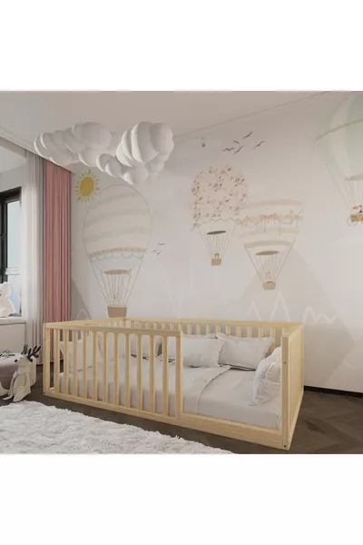 Montessori Naturholz-Kinderbett Höhe Cm