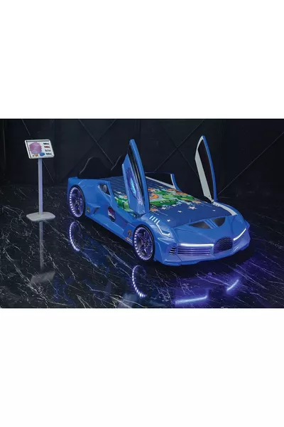 Kaju Moon Aero Full Bed with Wheels Blue Children's Bed with Remote-Controlled Light and Sound System