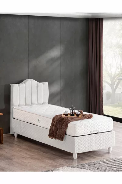 Bed Base, Trend Double Set, Single Bed Headboard - White