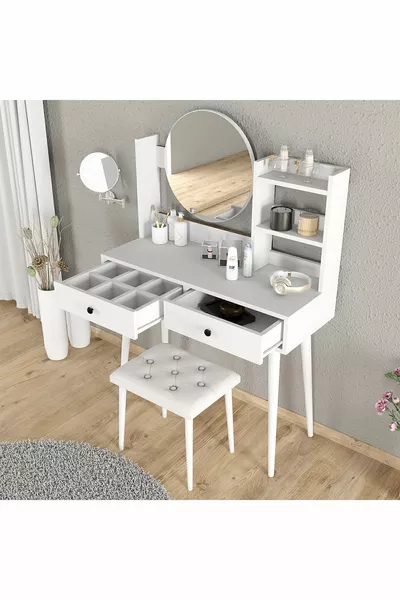 LEGENDARY WHITE DRESSING TABLE WITH STOOL SET