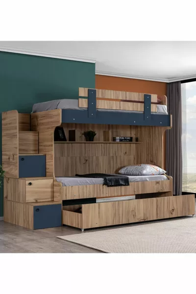Letto a castello, Letto a castello con cassetti Riva 3 pezzi Comfort