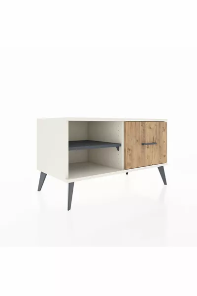 Hyperion Dresser with One Shelf and One Drawer Moonstone-Anthracite/Pine