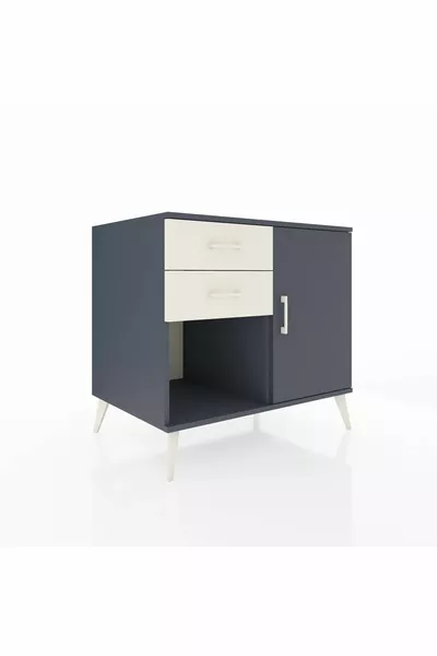 Kronos Dresser Single Shelf with 2 Drawers and 1 Door Anthracite-Anthracite/Stone