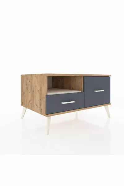 Kronos Dressoir Met Eén Plank en 2 Lades Ceder-Agaat/Antraciet