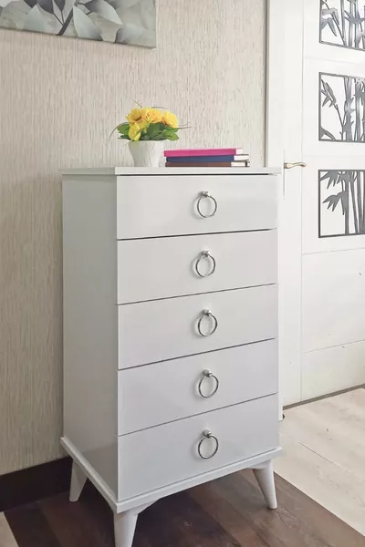 Commode 5 tiroirs argent