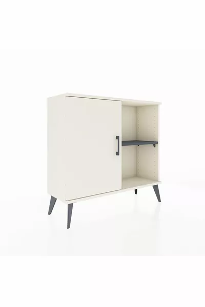 Commode Arges à 2 étagères avec une porte, couleur Pierre de lune/Anthracite