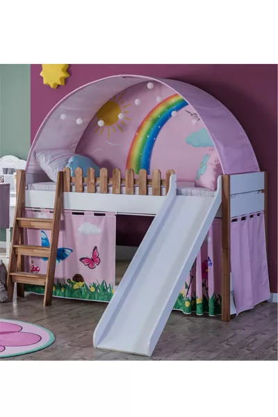My House Montessori Ahşap Ranza Kaydıraklı Oyun Evi
