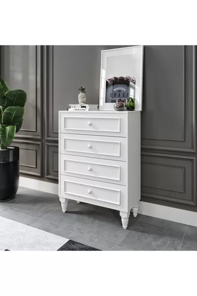Romantic 4 Lade, avant-garde, witte ladekast (MDF)