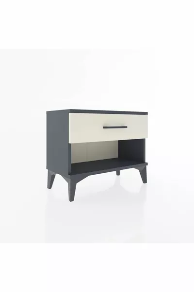 Arges Nightstand Single Drawer Anthracite-Stone