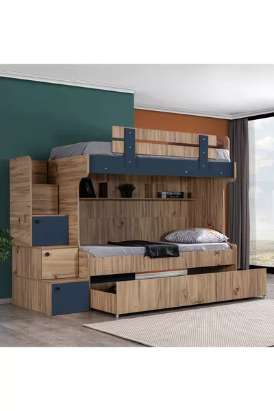Letto a castello, Armadio con 3 ante + 2 materassi Comfort Riva