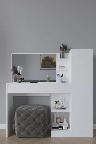 Orkide Makyaj Masası, 1 Çekmeceli, Dolaplı, Aynalı