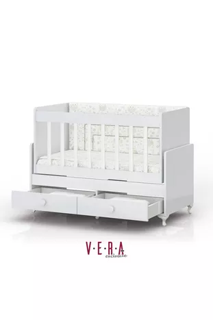Berceau à bascule pour maman, gris avec set de sommeil, lit avec tiroirs X