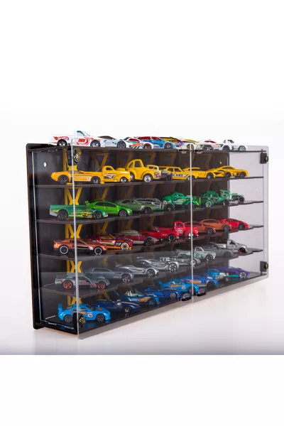 Plexiglass Cover Vehicle Holder 1/ Hotwheels, Matchbox Compatible Hobby Toy Car Shelf Model Car Garage