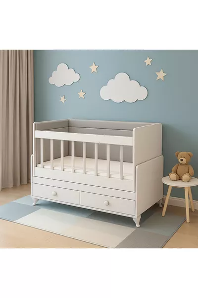 Cradle with Mattress Gift, Rocking and Fixed, with Drawer * Crib