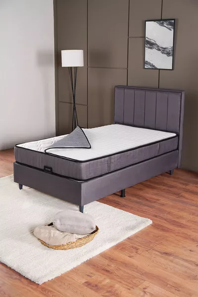 Royal Plus Storage Bed Base Headboard Set with Spring Mattress and Padding, Anthracite