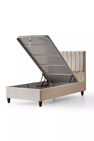 Manolya Single Bed Base with Storage and Headboard Set, 2 Pieces