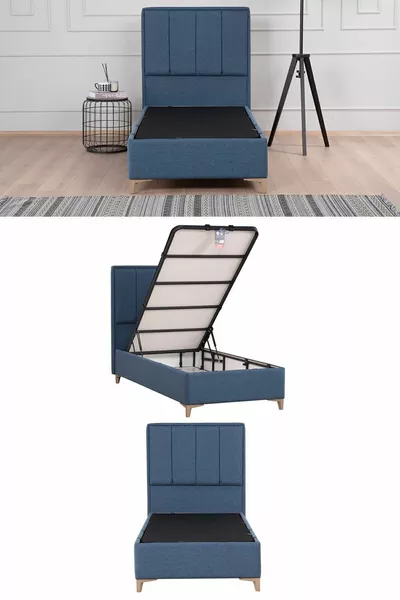 Gold Therapy Storage Base and Headboard Set Blue (BED NOT INCLUDED)