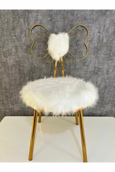 Sedia in Tessuto Ea Concept a Farfalla, Sedia Principessa, Sedia da Trucco, 2 Anni, Bianco Classico