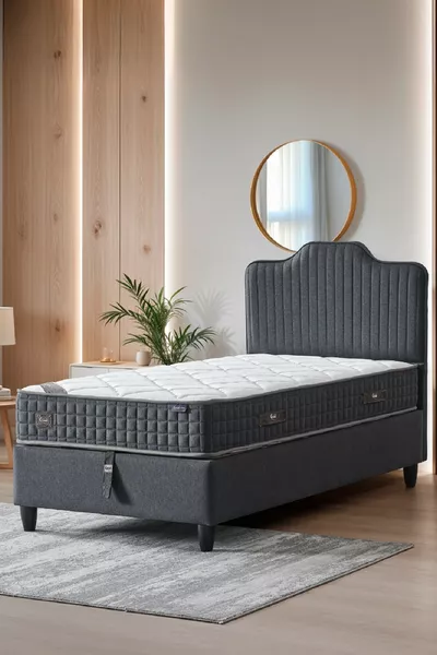 Violet Model Single Antibacterial Full Orthopedic Mattress, Bed Base, and Headboard 3-Piece Set