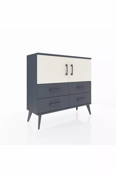 Arges Dresser with 2 Shelves, 4 Drawers, 2 Doors - Anthracite-Ash/Anthracite