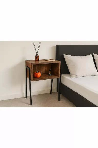 Wooden Walnut Nightstand, Bedroom Nightstand, Living Room Nightstand, Solid Nightstand