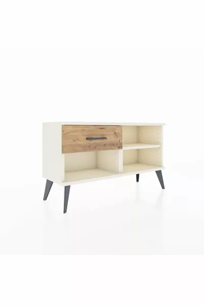 Comò Arges con un Ripiano e un Cassetto, Pietra di Luna/Pino