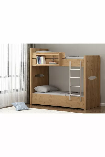 Flow Oak Bunk Bed with Drawers