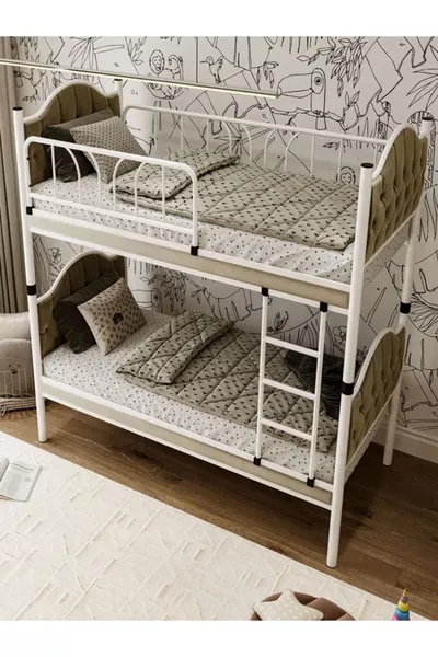 Argimo Melis Youth Bedroom Metal Bunk Bed and Bed