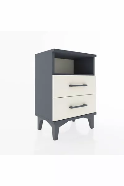 Argeş Commode met één plank en 2 lades Antraciet-Steenmarmer