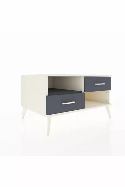 Commode Kronos à une étagère et 2 tiroirs, Pierre de lune-Anthracite