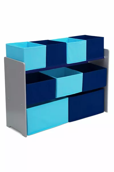 Deluxe Multi-Compartment Toy Organizer - Storage Bins - Greenguard Gold Certified, Gray/Blue