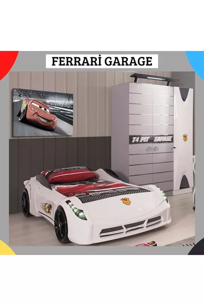 Lit voiture Ferrari Farinay Istanbul, armoire pour chambre d'enfant et lit voiture