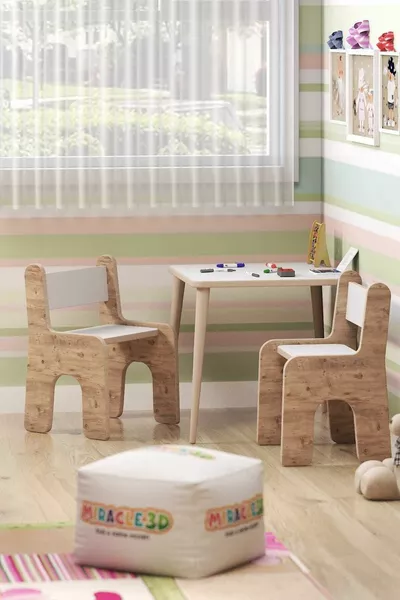 Children's Play Activity Desk and Chair with Backrest Activity Table (Ages 2-4)