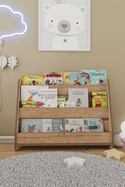 Bibliothèque Montessori en MDF pour enfants - Chêne Saphir