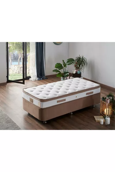 Matelas simple Latte, matelas entièrement orthopédique ferme, côté unique, à ressorts Nms, élégant et ergonomique