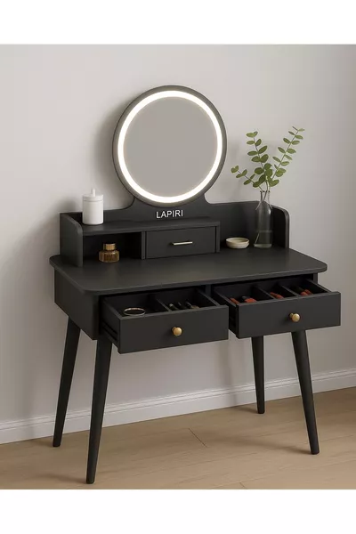Coiffeuse moderne avec miroir et éclairage LED en MDF de qualité premium de 1ère classe (G)
