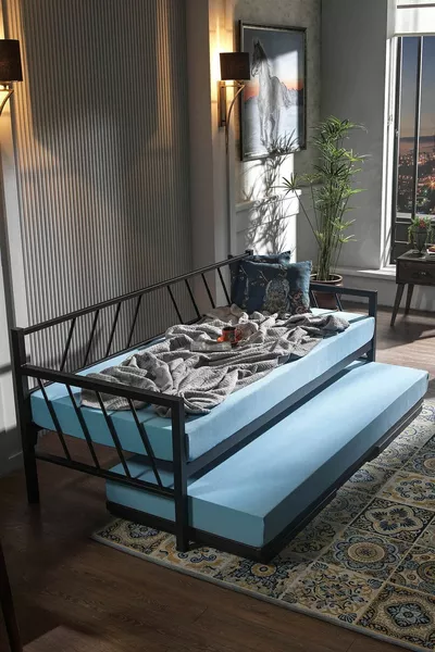 Glory Yavrulu Daybed Single-Double Metal Bed Frame Black