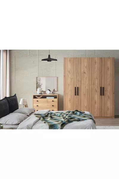 ENSEMBLE DE CHAMBRE ETI, 4 PORTES, AVEC TIROIRS