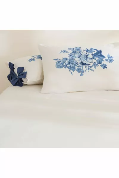 Home Melanie% Cotton 2-Piece Pillowcase Blue