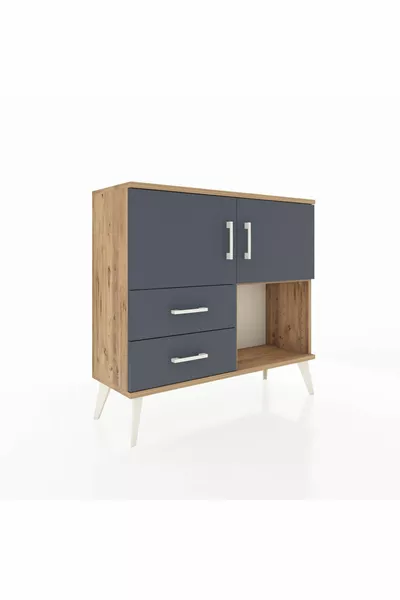 Arges Dressoir 2 Planken 2 Lades 2 Deuren Pine-Antraciet