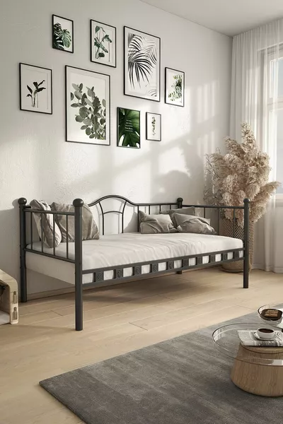 Kamelya Metal Bed Black Cedar