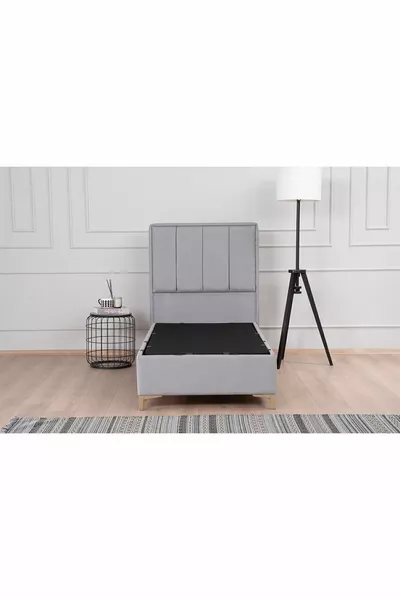Gold Therapy Storage Base and Headboard Set Gray (BED NOT INCLUDED)