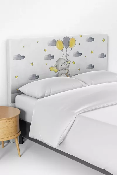 Housse de tête de lit pour chambre d'enfant avec motif ballon et éléphant