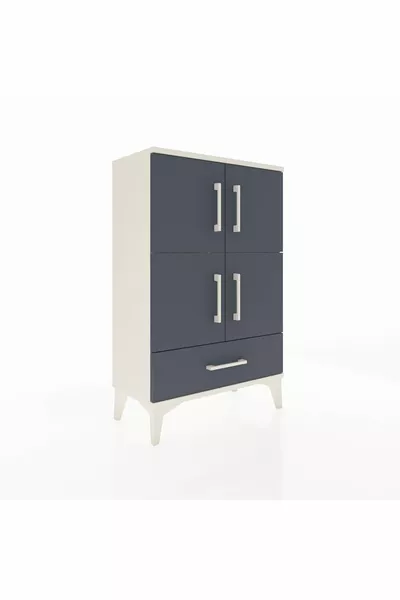 Arges Commode 4 Shelves Single Drawer 4 Doors Moonstone-Anthracite