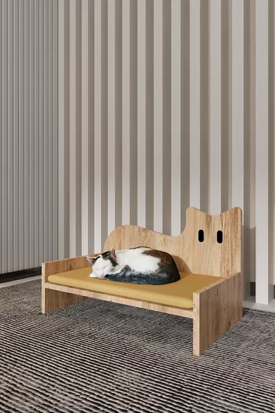 Lit pour Chat et Chien en Bois TODİ - AVEC MOUSSE - PIN