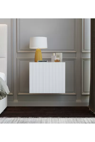 Commode murale en MDF avec porte blanche élégante, moderne et polyvalente