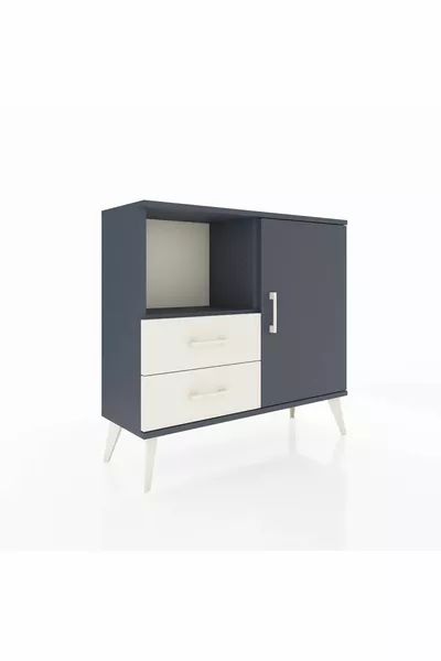 Arges Dresser with 2 Shelves, 2 Drawers, and 1 Door Anthracite-Anthracite/Chalkstone