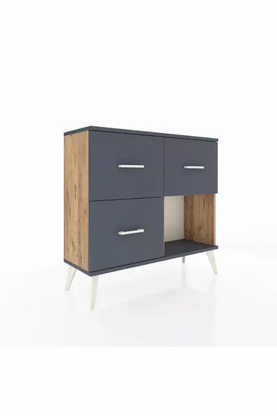 Arges Dressoir 3 Lades Den-Antraciet