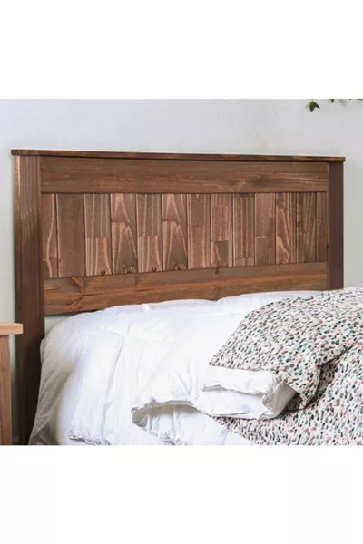 Natura Klass Lit en bois massif naturel avec cadre, sommier et tête de lit en noyer